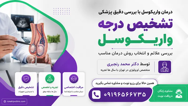 واریکوسل چیست؟ علت واریکوسل در مردان 10 تشخیص واریکوسل توسط دکتر محمد رنجبری در تهران