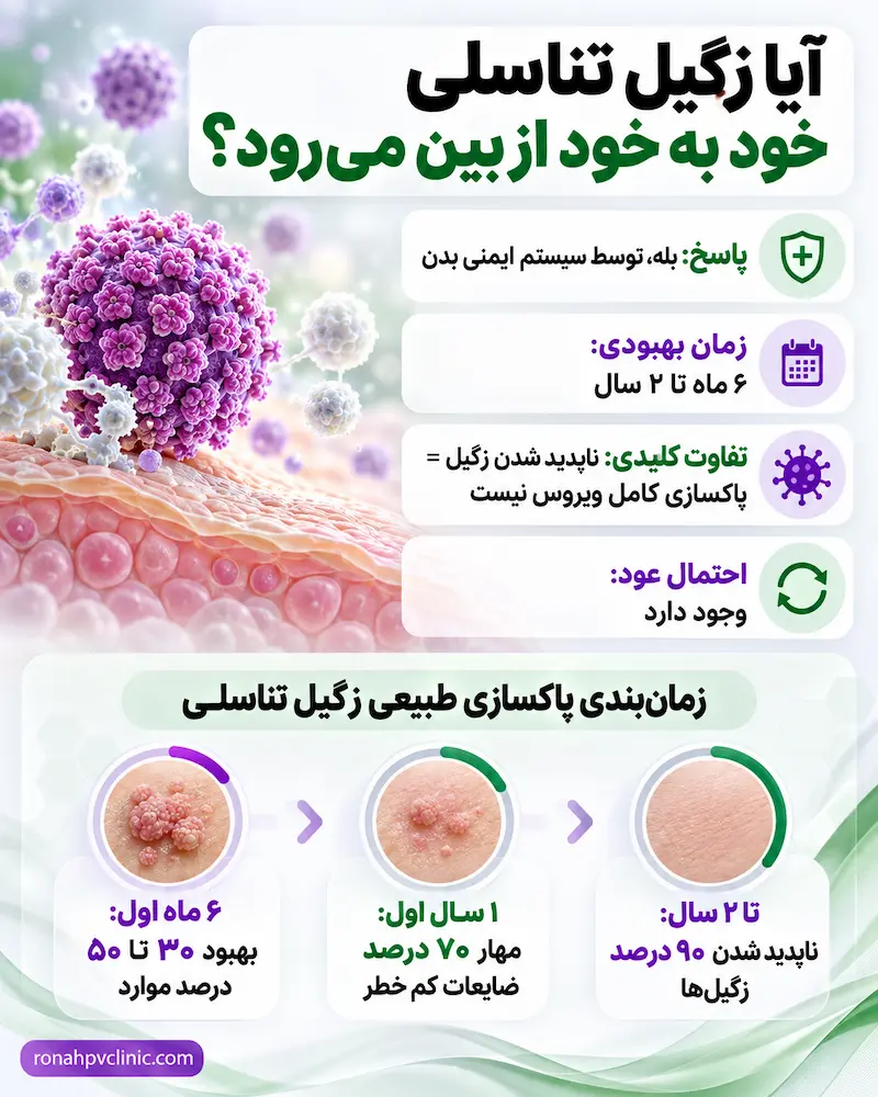 از بین رفتن خود به خود زگیل تناسلی چگونه است؟